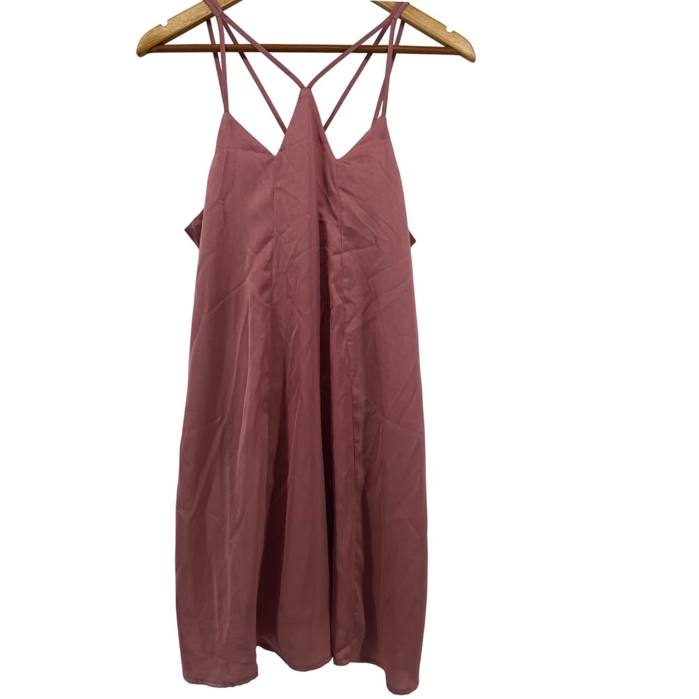 Loveriche Rose Pink Strappy Satin Mini Dress Womens Medium Romantic Flirty Party